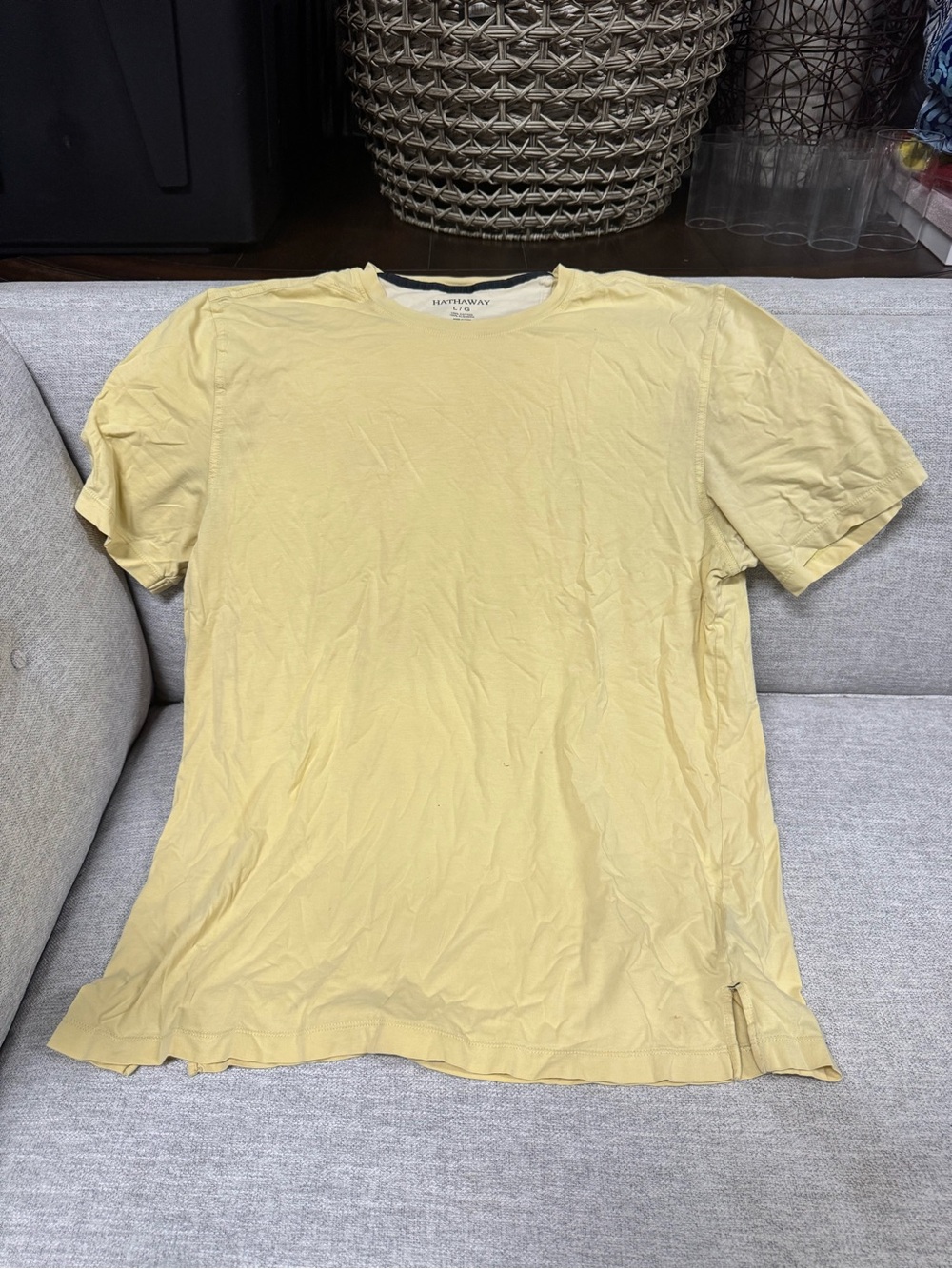 Hathaway Men’s Pale Yellow Crew Neck Short Sleeve Tee